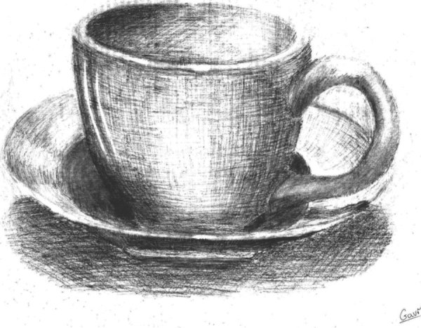 Кружка натюрморт карандашом