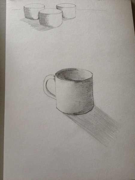 Рисование углем кружку