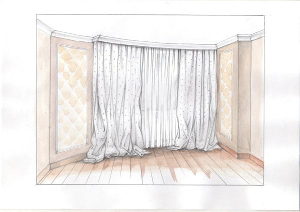 Эскиза штор на три окна