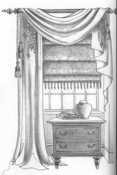 Эскизы штор карандашом