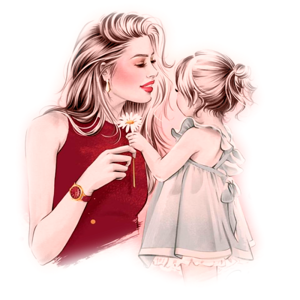 Мама и дочка рисунок для срисовки