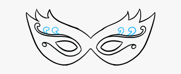 Поэтапное рисование карнавальной маски