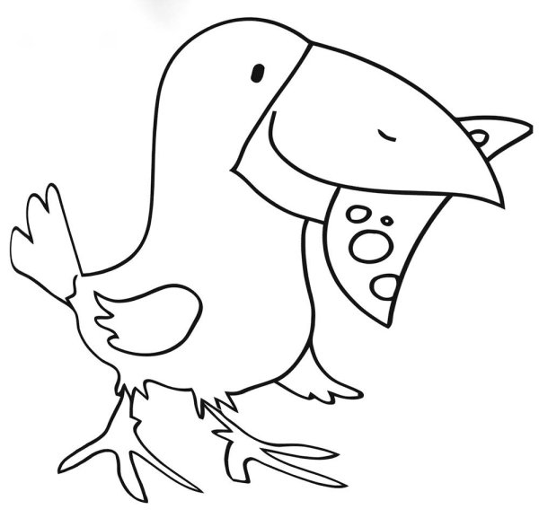 Ворона и сыр раскраска