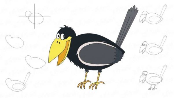 Смешная ворона рисунок для детей