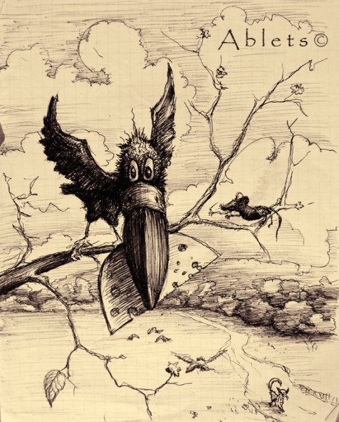 Ворона и лисица рисунок карандашом