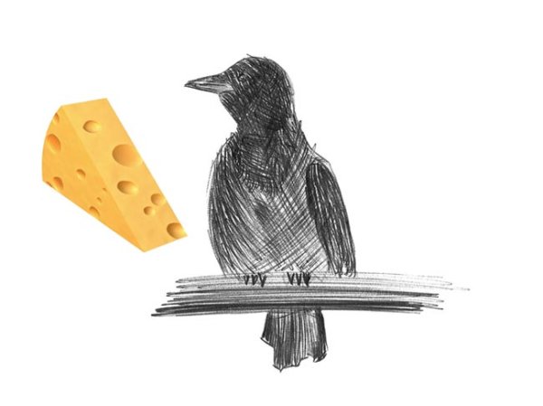 Нарисовать ворону карандашом ребенку