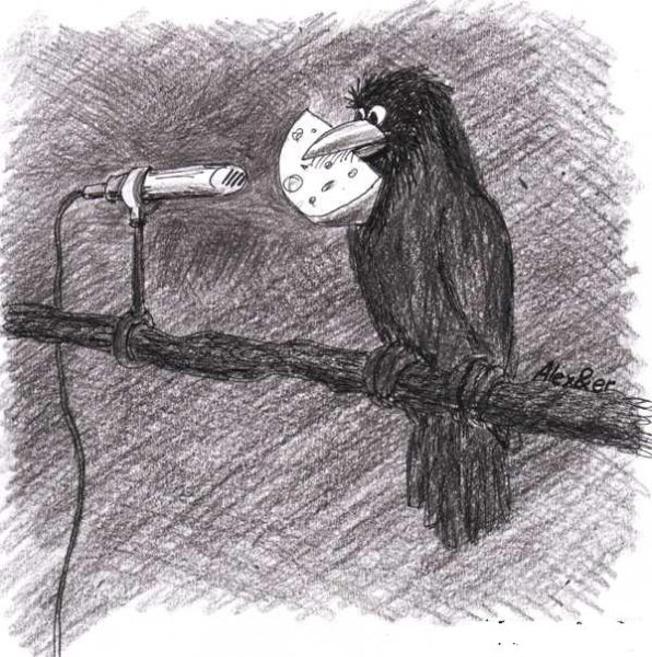 Ворона и сыр раскраска