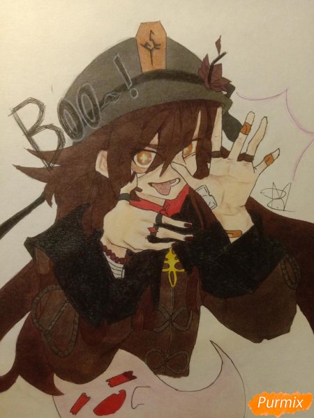 Нарисовать ху Тао Геншин