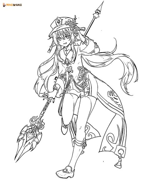 Раскраска Геншин Импакт ху Тао