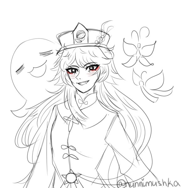 Раскраска Геншин Импакт ху Тао