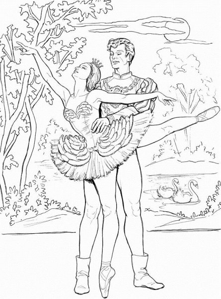 Разукрашка балета Лебединое озеро