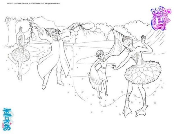 Раскраски Барби балерина Лебединое озеро