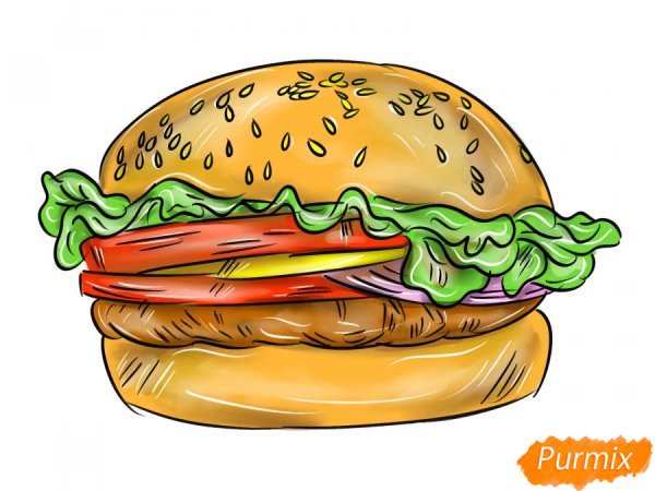 Бургер карандашом