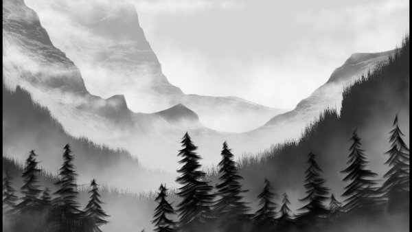 Горы арт чб