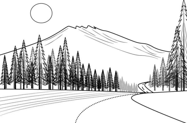 Дорога в горы эскиз