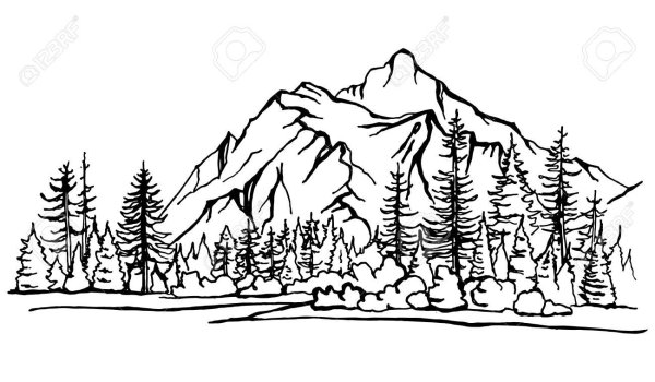 Леса и горы контур