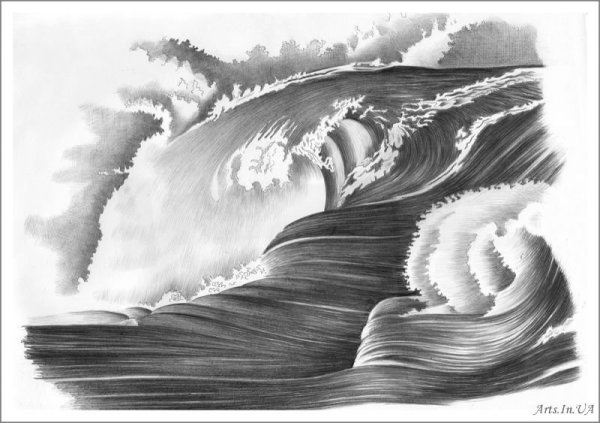 Морской пейзаж в графике