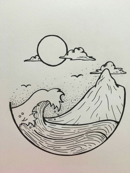 Рисунки моря карандашом для срисовки