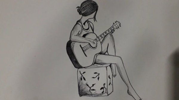 Набросок человека с гитарой
