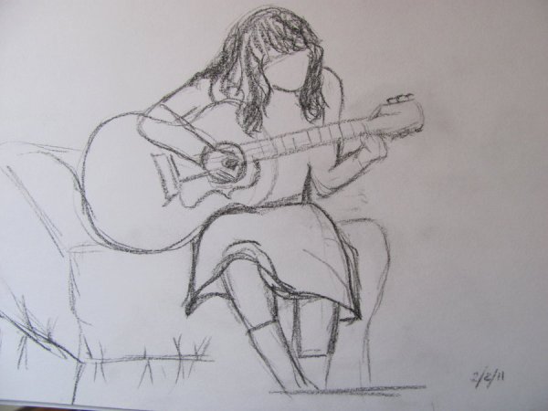 Человек с гитарой рисунок