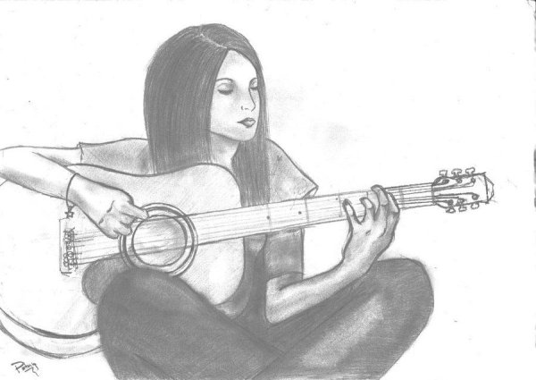 Рисунок гитары карандашом для срисовки