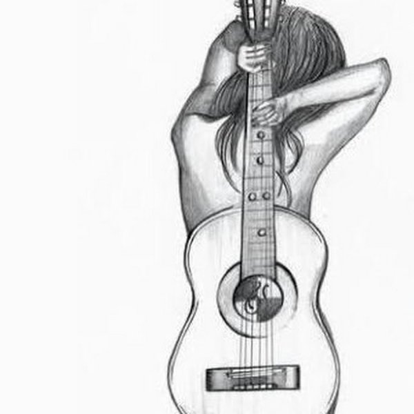 Гитара рисунок карандашом