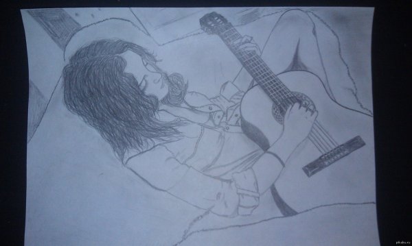 Как нарисовать электрогитару карандашом поэтапно