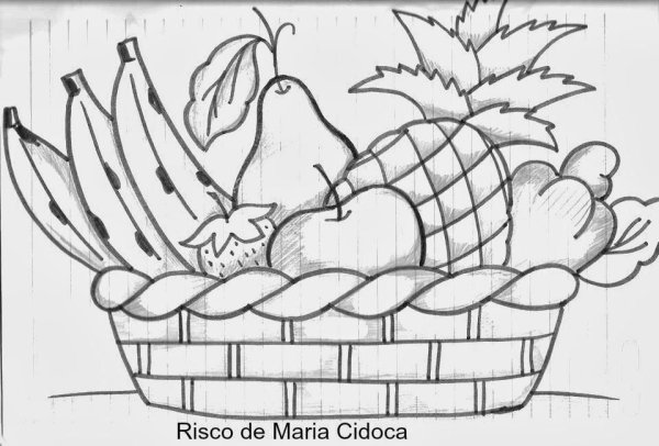 Корзина с фруктами раскраска