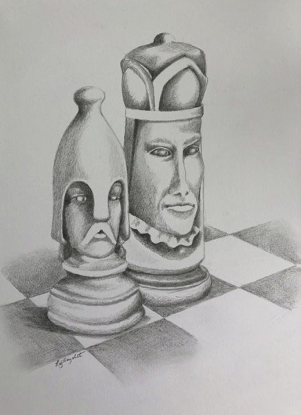 Шахматные фигуры карандашом