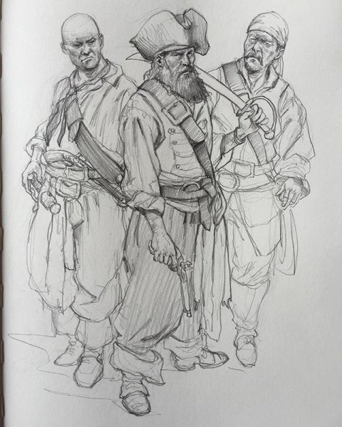 Пират рисунок карандашом