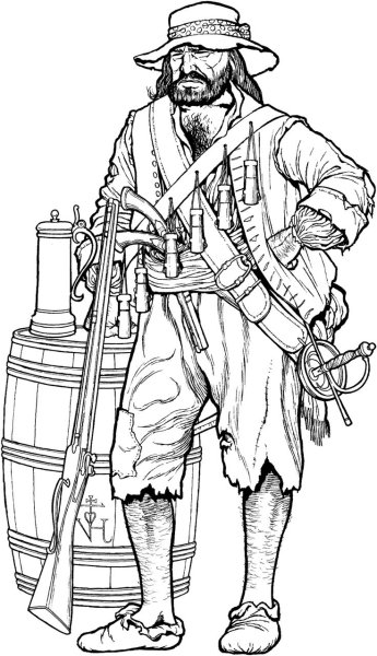 Капитан Джек Воробей для срисовки