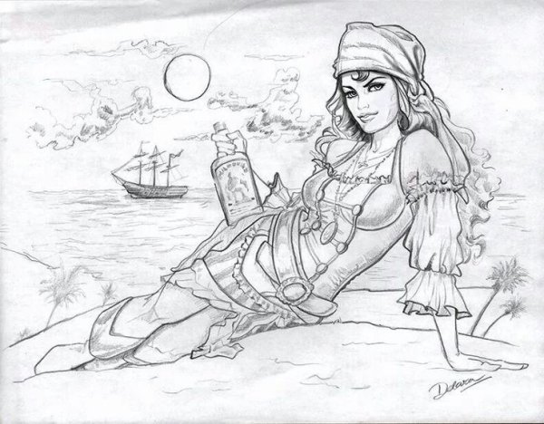 Пираты Карибского моря черная борода раскраска