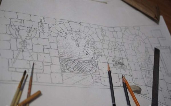 Эскизы рисунков карандашом на стену