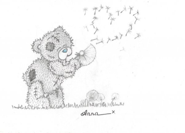 Мишка Тедди простым карандашом