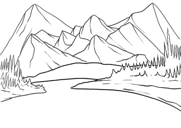 Горы раскраска для детей