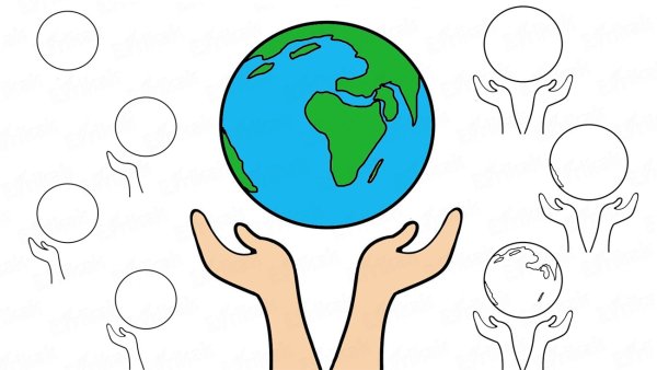 Планета в руках раскраска