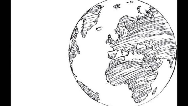 Планета в руках карандашом