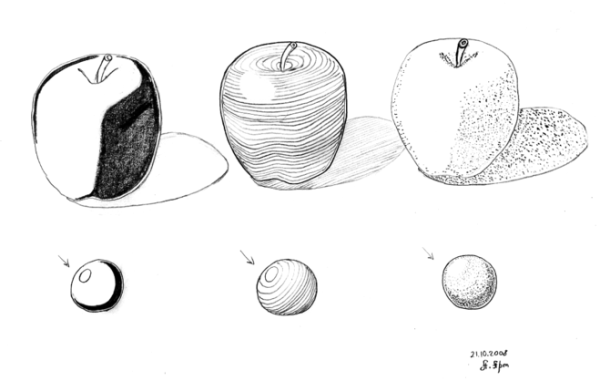 Яблоко штриховка