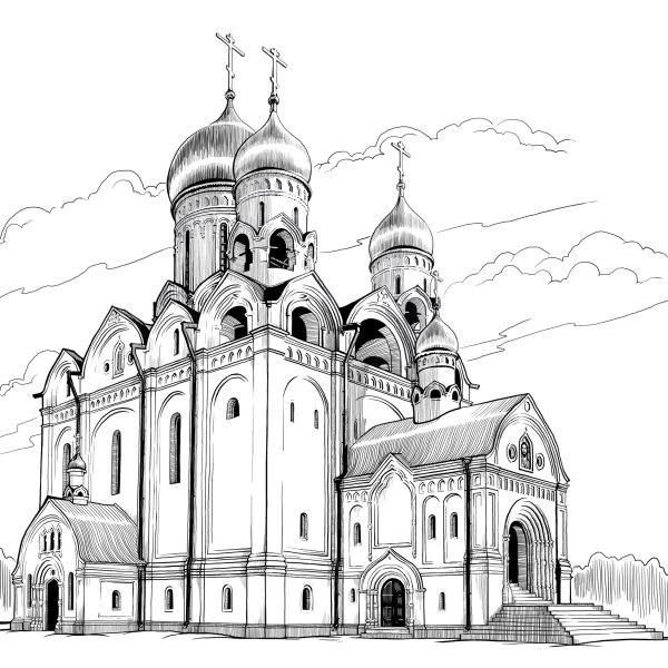 Храм раскраска