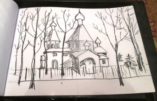 Храм Николая Чудотворца Белгород карандашом