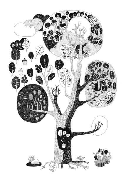 Дерево арт карандашом