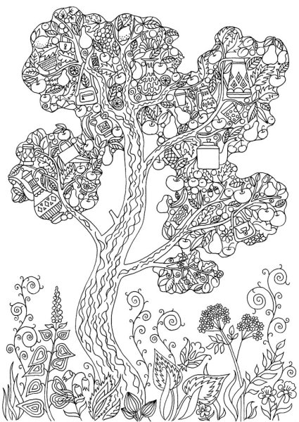 Раскраска дом на дереве