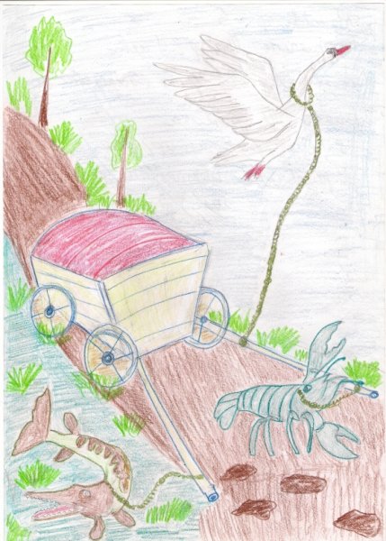 («Стрекоза и муравей», «лебедь, щука и рак»). Картинки