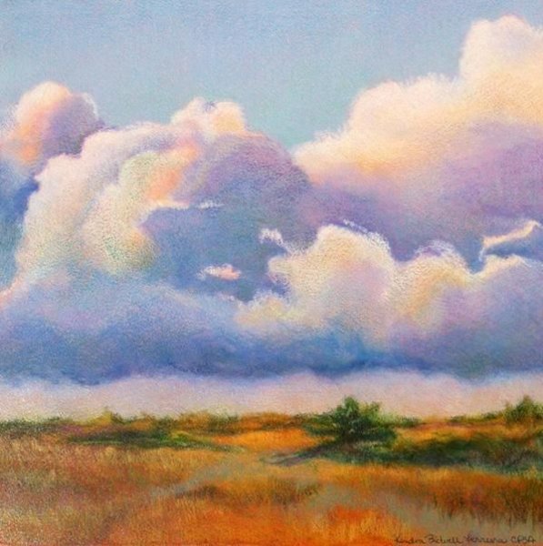 Облака цветными карандашами