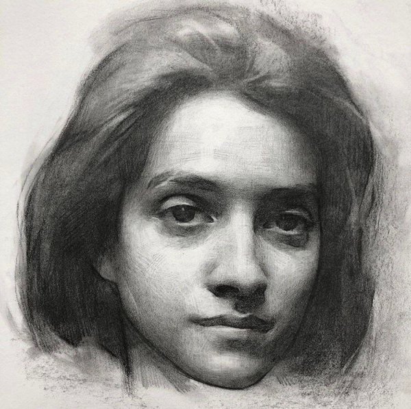 Рисунки угольным карандашом