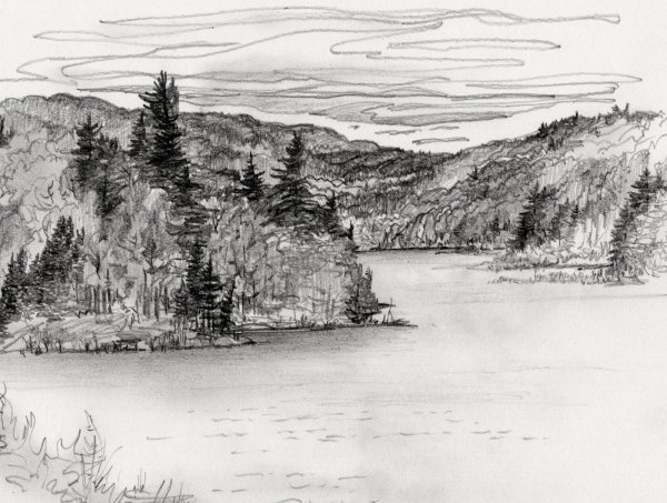 Речка карандашом