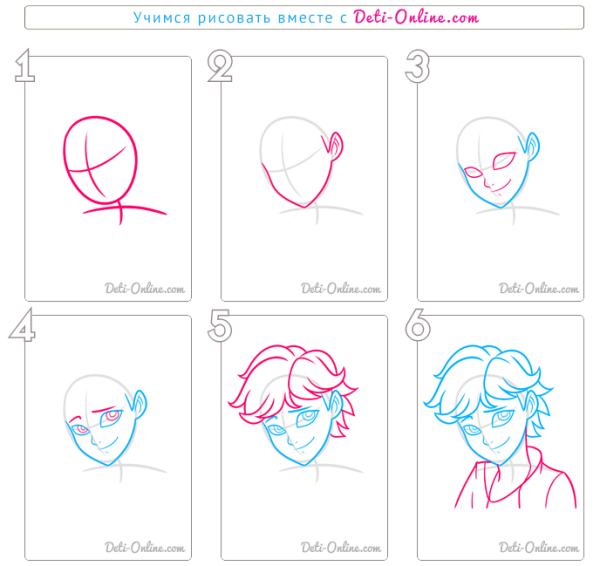 Поэтапное рисование леди баг