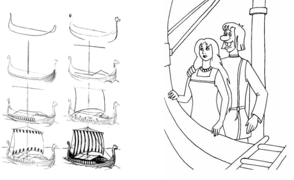 Нарисовать иллюстрацию к сказке Летучий корабль