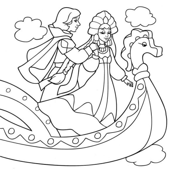 Раскраска Летучий корабль русская народная сказка