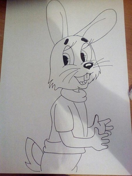 Заяц из нупогрди карандашом